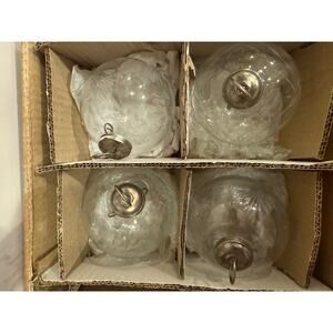 Set of 4 Vintage Lillian Vernon Cut Glass Christmas Ornaments in Original Box
